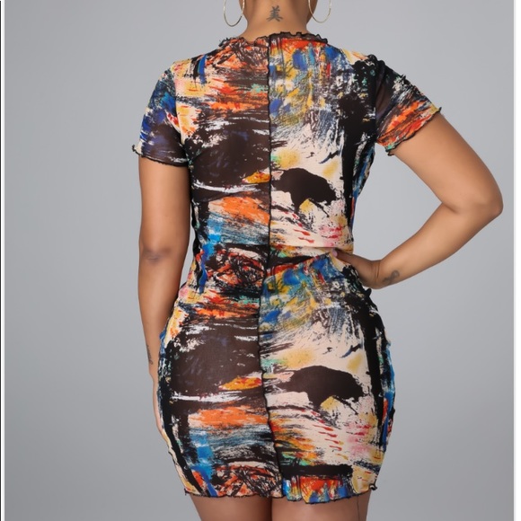 ⭐️Host Pick⭐️ Painted on Mesh Dress S-L - Picture 3 of 7